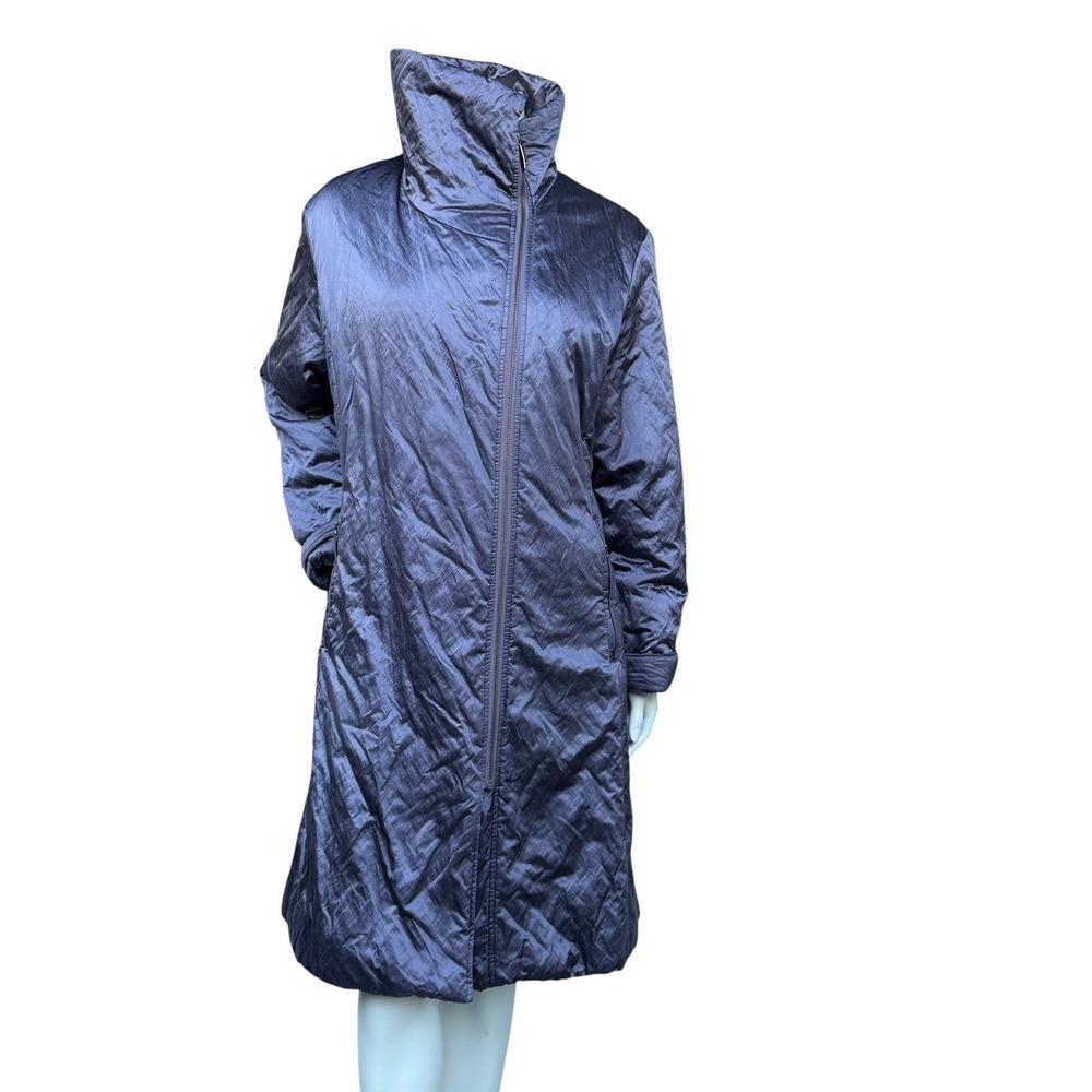 Junge Puffer Coat Shiny Purple Funnel Neck Longline Cybercore Futuristic XL